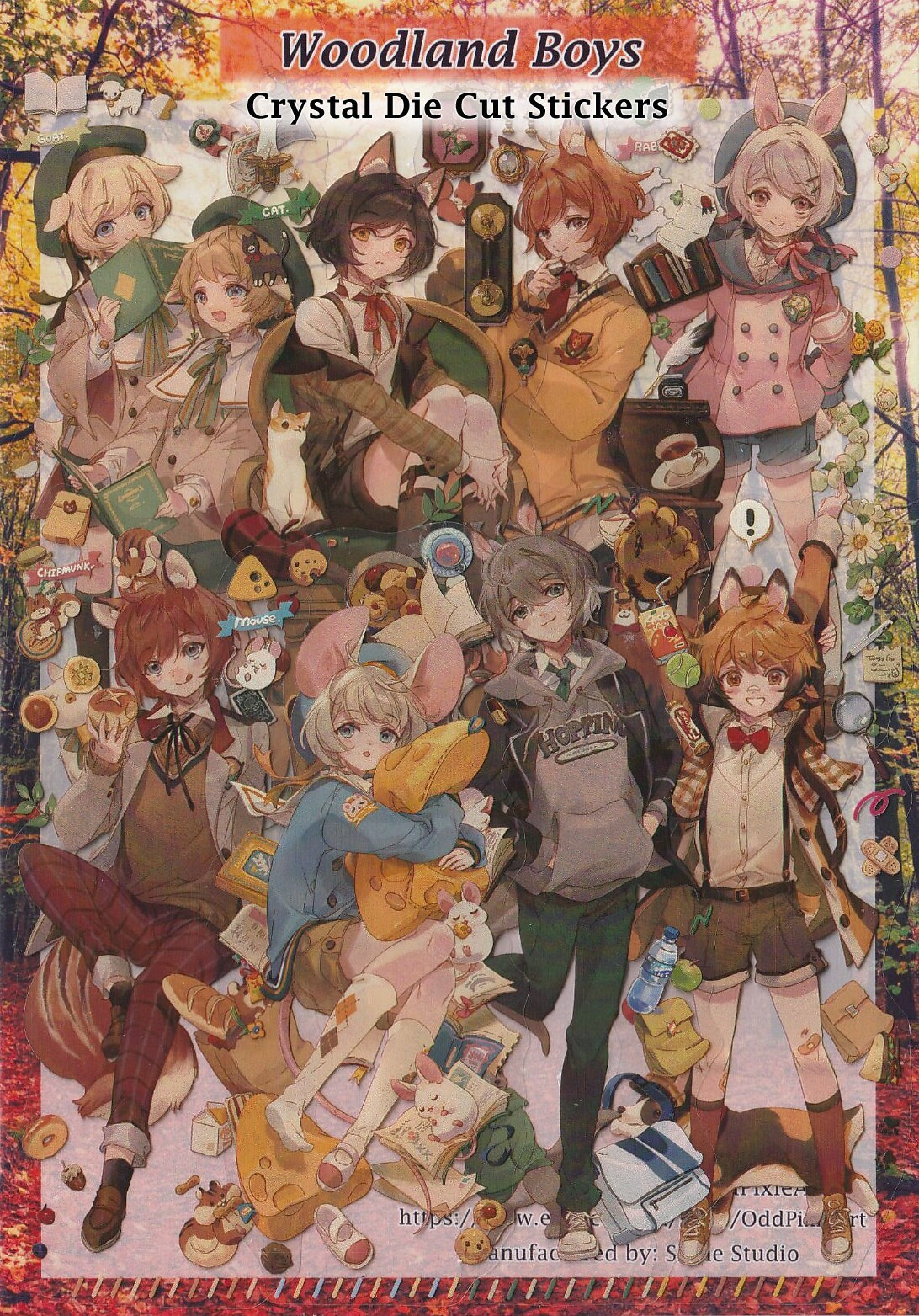 Forest Animal Boys Stickers Crystal Clear Die-Cut DIY Decal Deco Scrapbook Journal Handsome Men Kawaii Animals Cute Cat Rabbit Fox Dog Mouse