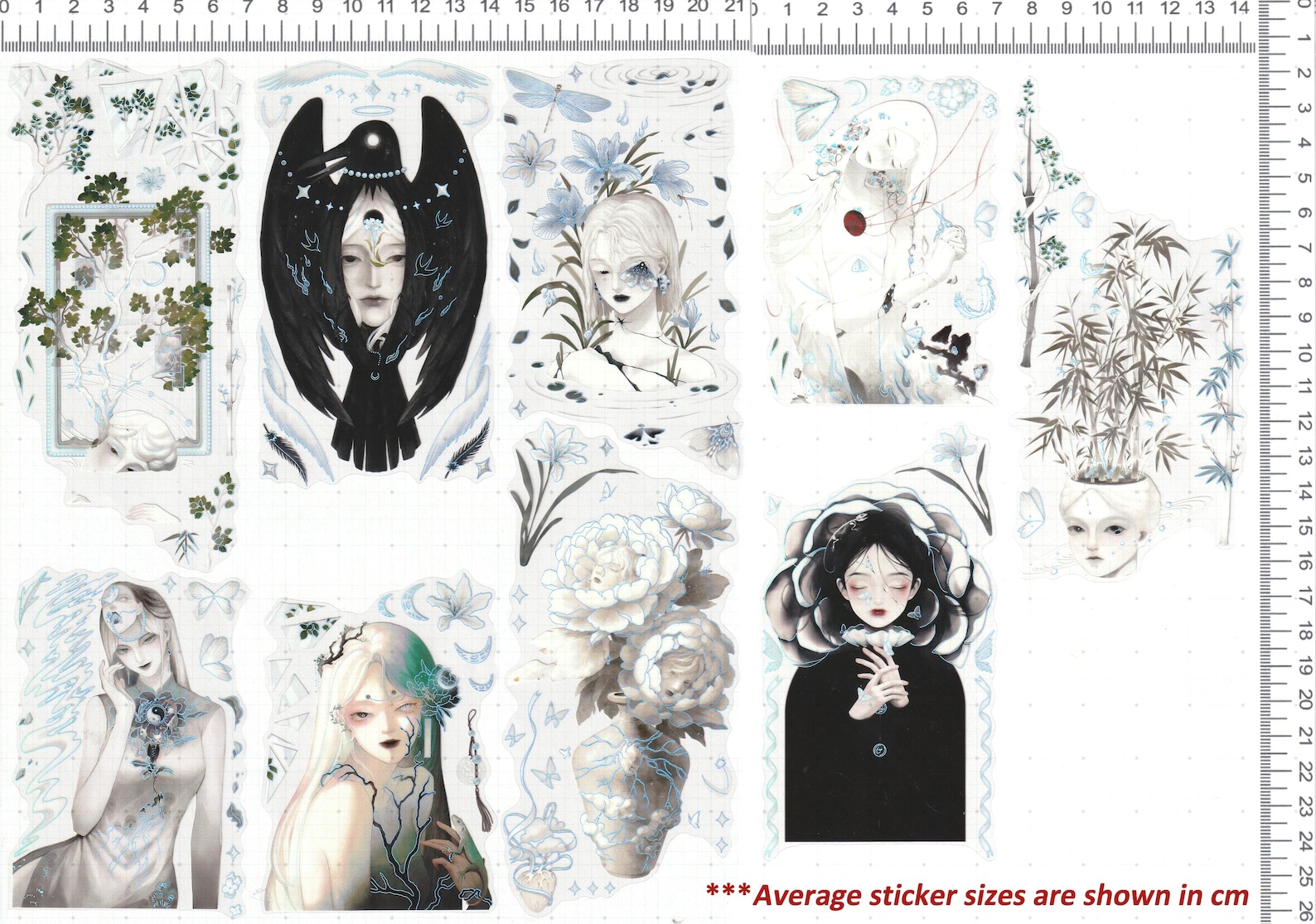Fallen Angels Stickers Clear Die-cut Black Iridescent Detail DIY Decal ...