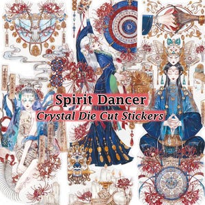 Mystical Dance Spirit-stickers: doorzichtige gestanste stickers voor gothic plakboeken, tijdschriften en heksendecoratie
