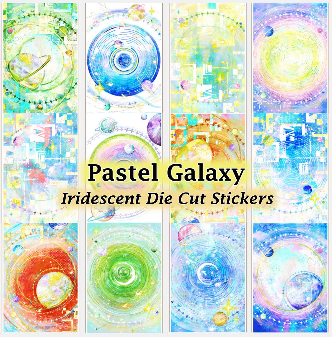Galaxy Sticker Design Pastel Galaxy Stickers Iridescent Clear Die-cut DIY Decal Deco ...