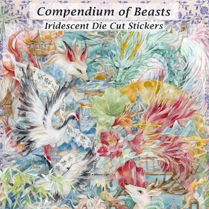 Legendary Beasts Aufkleber Klar Gestanzte Holographische Detail DIY Abziehbild Deko Sammelalbum Journal Japanisch Chinesischer Drache Phoenix Fuchs Kranich Pferd