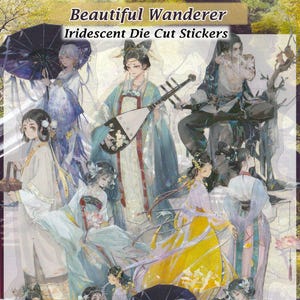Lindos adesivos Wanderer, decalques transparentes recortados, faça você mesmo, decoração, scrapbook, diário, estações, anime, mulheres, homens, música oriental antiga, arte tradicional