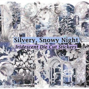 Silber Snow Kingdom Aufkleber Kristallklar Eis Anime Schneeflocke Die-Cut DIY Abziehbild Deko Sammelalbum Journal Frost Mond Winter Fantasy Cute Art