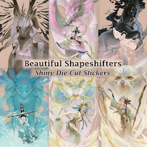Beautiful Shapeshifters Stickers (She-Beast) Holographic Die-Cut DIY Decal Deco Scrapbook Journal Asian Chinese Traditional Art Women