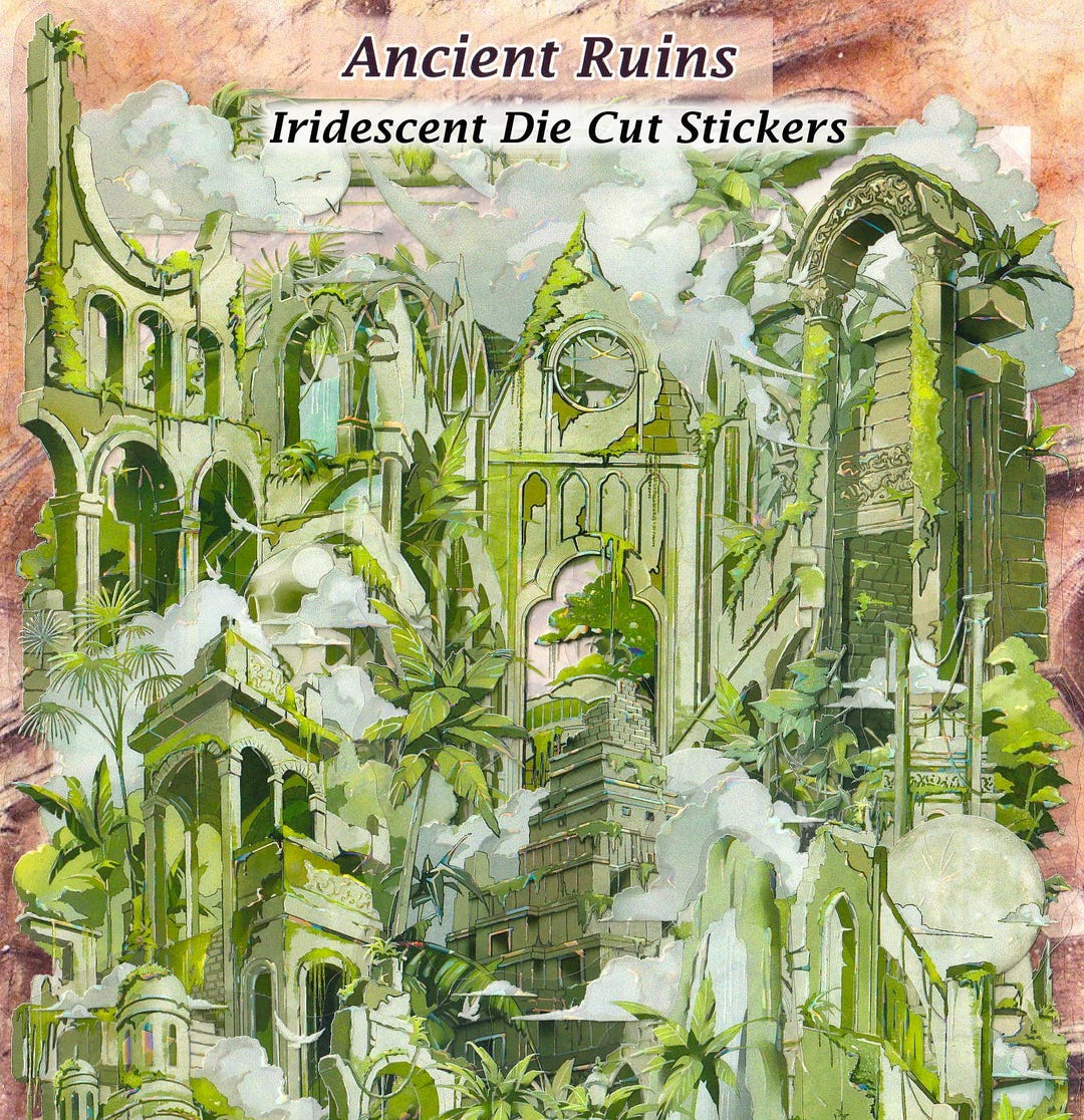 Ancient Ruins Stickers Crystal Clear Iridescent Die-cut DIY Decal Deco ...