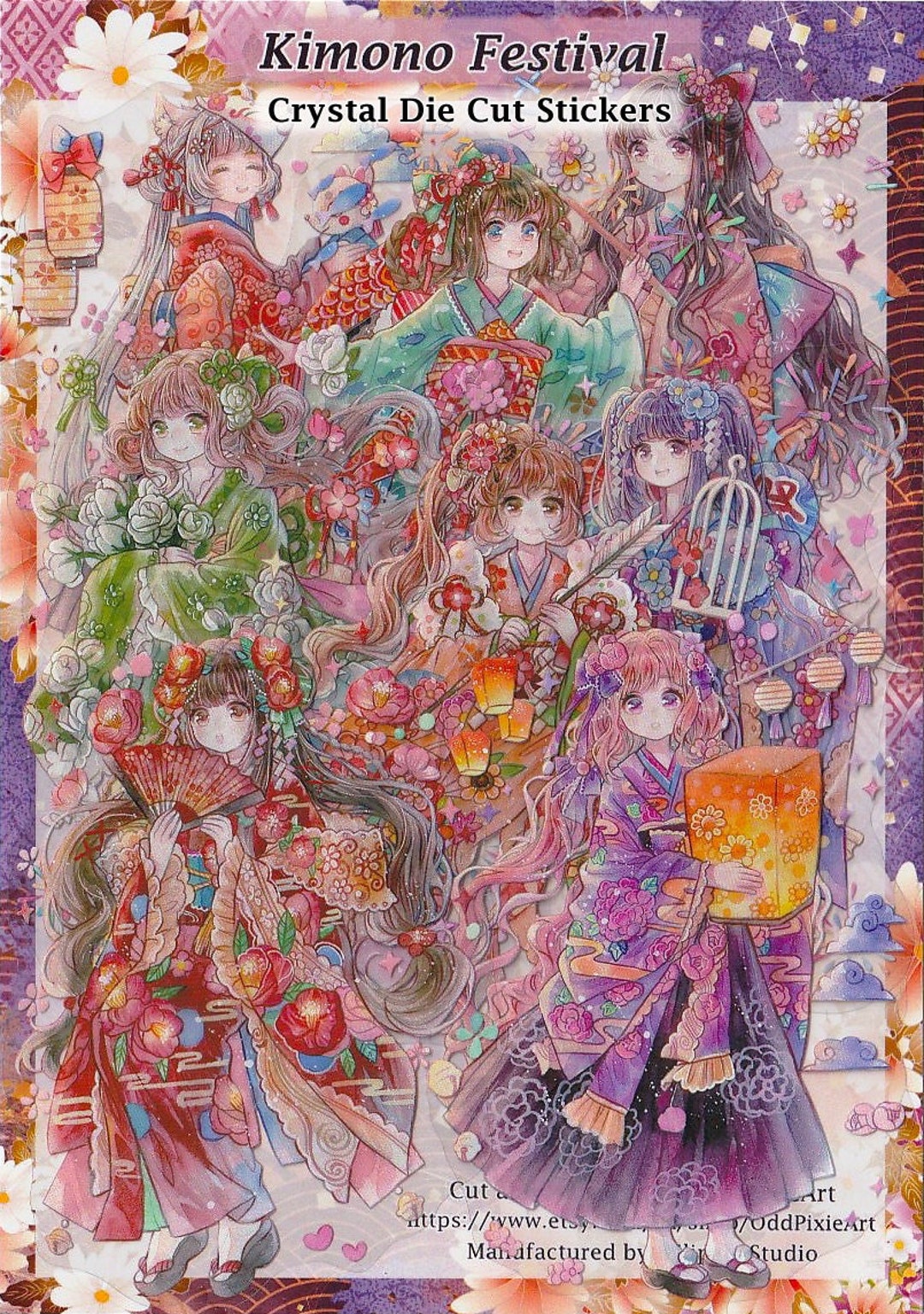 Kawaii Kimono Stickers Crystal Clear Diecut DIY Decal Deco Scrapbook