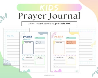 Kids Prayer Journal Printable | Christian Printable For Kids | Bible Lessons For Kids | Christian Homeschool | Instant Download