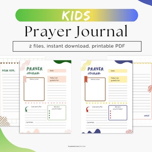 Diario de oración para niños imprimible / Imprimible cristiano para niños / Hoja de oración para niños / Educación cristiana en casa / Descarga instantánea
