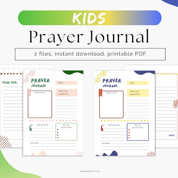 Kids Prayer Journal Printable | Christian Printable For Kids | Prayer Worksheet for Children | Christian Homeschool | Instant Download