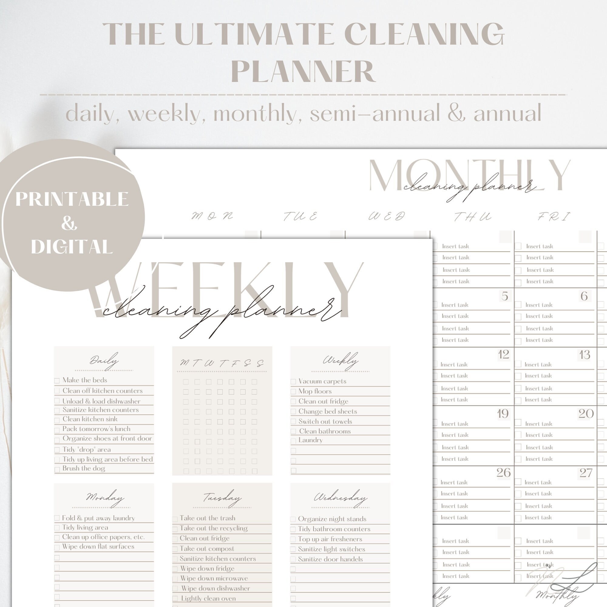 Editable Cleaning Schedule Printable Cleaning Planner Digital Cleaning