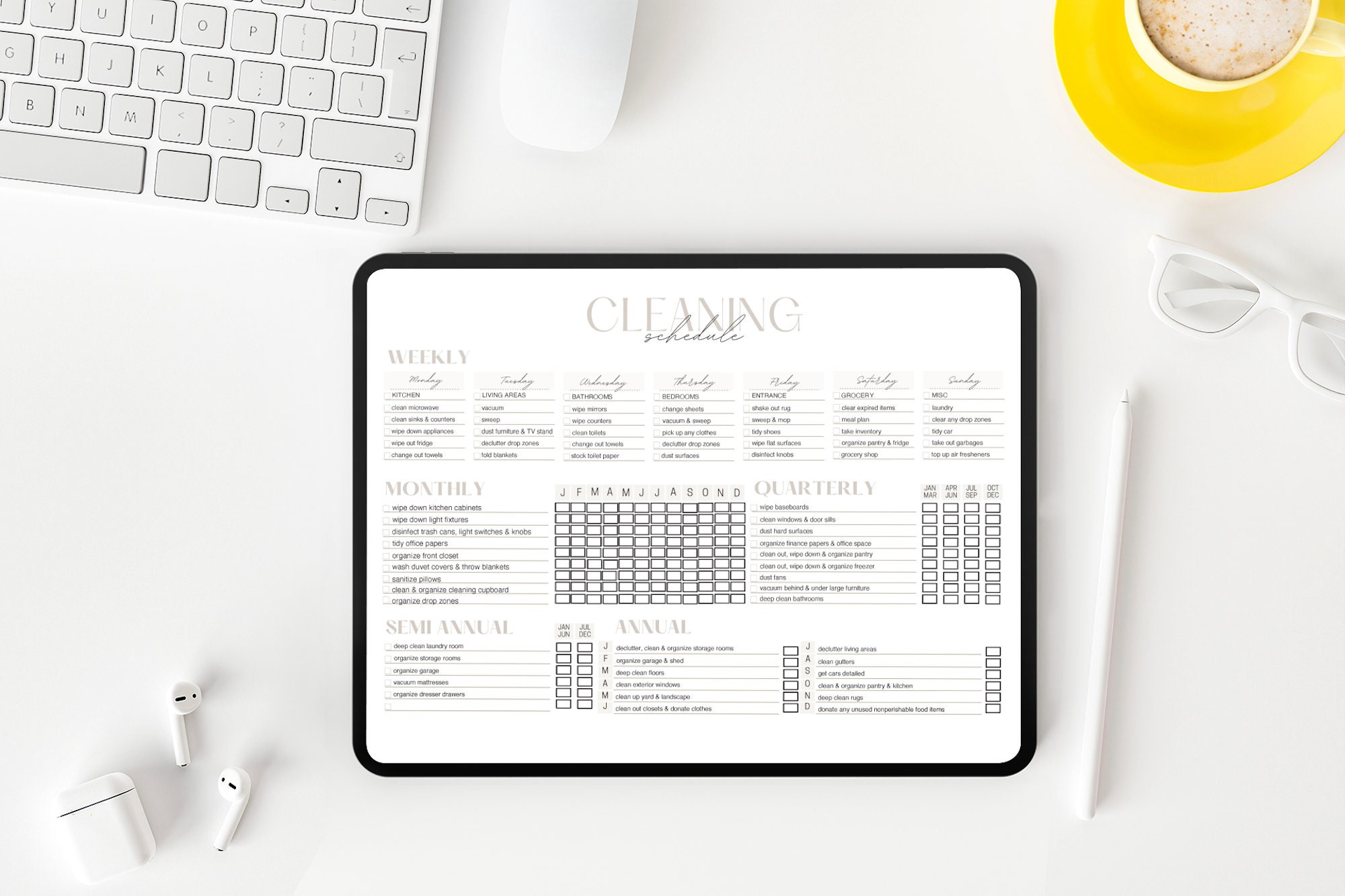 Editable Cleaning Schedule PDF Printable Cleaning Planner Digital ...