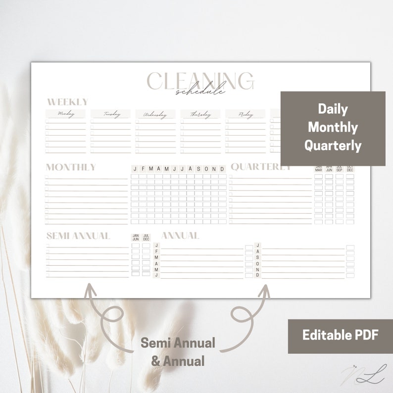 Editable Cleaning Schedule PDF Printable Cleaning Planner Digital ...