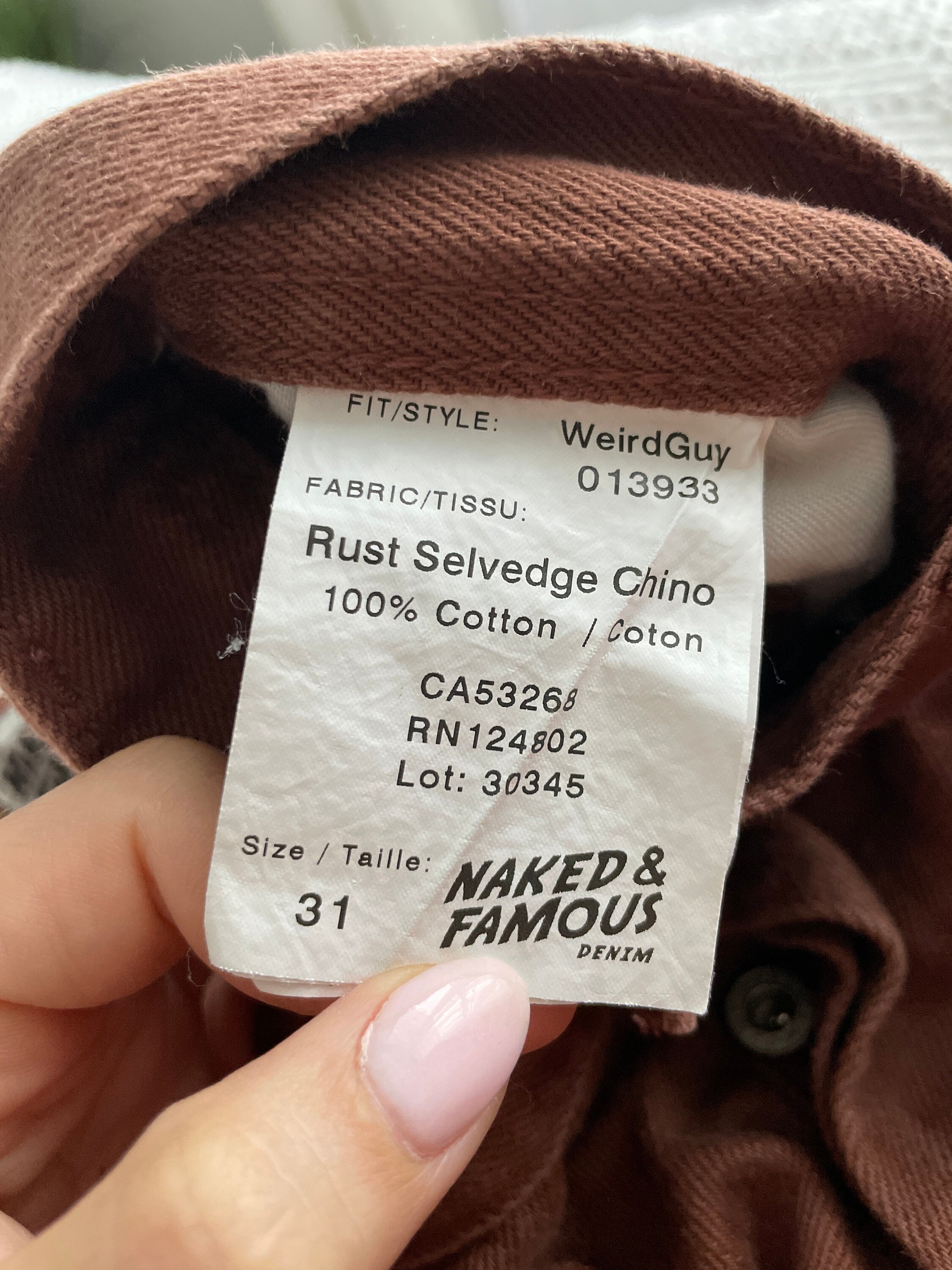 Naked and Famous Weird Guy Rust Selvedge Chino’s - Etsy
