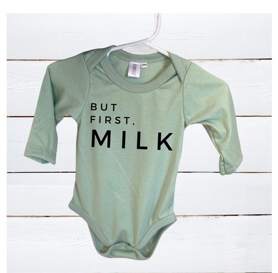 Shirt for baby gender neutral baby shirt BUT FIRST MILK shirt for babies  shirt with cute sayings phrases on baby shirts funny baby shirts