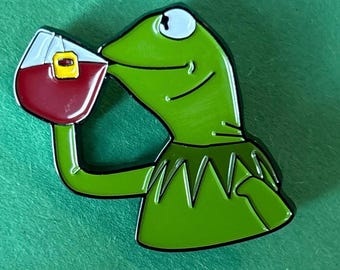 Enamel Pin| Kermit the Frog| none of my business| Tea | Lapel y2k nostalgia | muppets