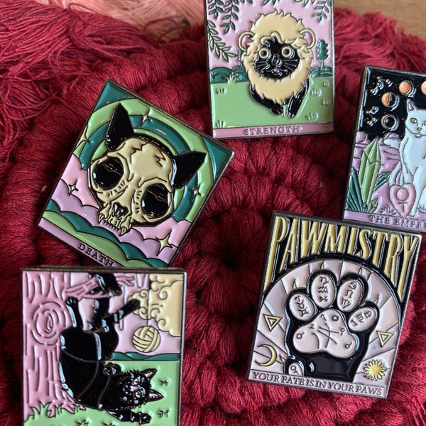 Enamel Pin bundle| Cat Tarot Cards | Lapel pins| Cute Funny Gift gen z y2k witchy Halloween