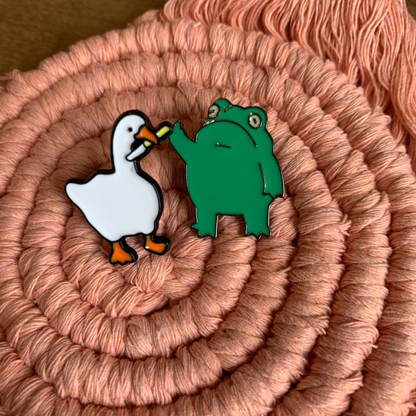 Enamel Pin bundle| funny duck and frog | Lapel pin| meme