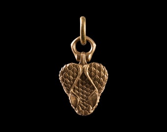 Rattlesnake Head Charm In Brass With Gemstone Eyes.Snake Charm.Animal Lover Gift.Unique Snake Jewelry.Handmade Gift.Coppertist.wu