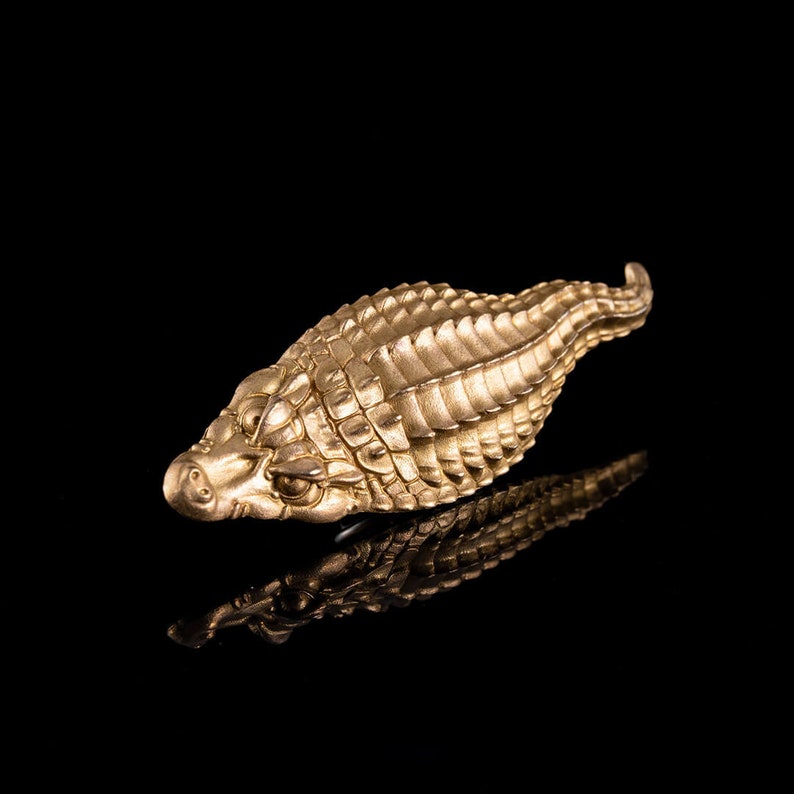 Brass Crocodile Brooch. Animal Brooch. Gothic Brooch. Crocodile Lover Gift. Handmade Gift. image 9