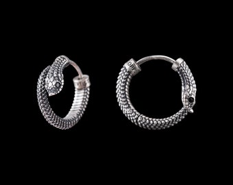 Hognose Snake Earrings In Silver With Gemstone Eyes. Coppertist.wu. Snake Earrings.  Animal Lover Gift. Silver Earrings.