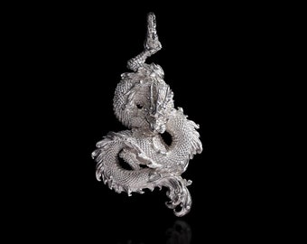 Silver Dragon Pendant.Gothic Necklace.Dragon Jewelry Gift.Mythology Lovers Accessory.Gift For Her/Him.Handmade Gift.Coppertist.wu