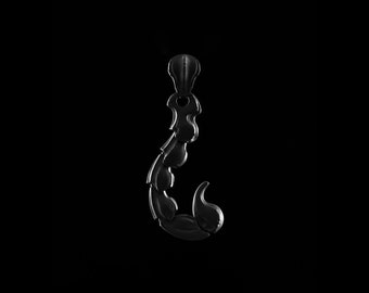 Matte Black Scorpion Tail Pendant. Gift For Him. Scorpion jewelry. Fidget Jewelry. Animal lover gift. Gothic jewelry.Christmas Gift