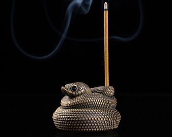 Hognose Snake Incense Holder In Brass.Snake Statue.Reptile Lover Gifts.Desk Decor.Handmade Gift.Creative Ornaments.Valentines Gift