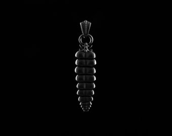 Matte Black Rattlesnake Tail Pendant. Reptile jewelry. Articulated Rattlesnake Pendant. Animal lover gift. Gothic jewelry.