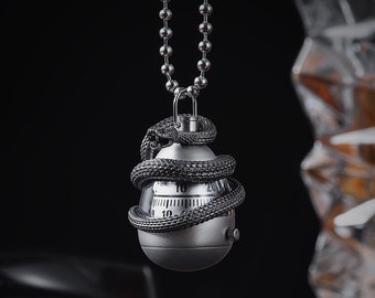 Snake Egg Watch. Egg Shaped Pendant Watch. Animal Necklace .Gift For All.COPPERTIST.WU & DONHA.