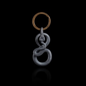 Oxidized Silver Snake Keychain • snake charm• reptile jewelry•serpent accessory.