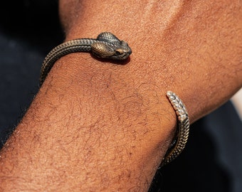 Ouroboros 'Eternity Snake' Leather and Steel Bracelet – Forziani