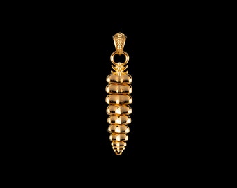 Gold Vermeil Rattlesnake Tail Pendant.Reptile jewelry.Snake Jewelry.Fidget Jewelry.Articulated Rattlesnake Pendant