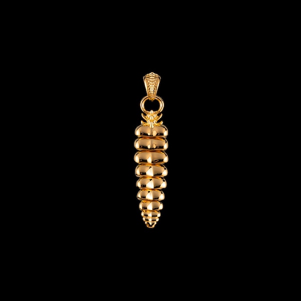 Gold Vermeil Rattlesnake Tail Pendant.Reptile jewelry.Snake Jewelry.Fidget Jewelry.Articulated Rattlesnake Pendant