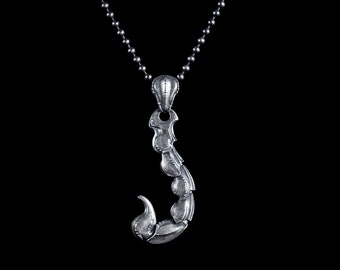 Silver Scorpion Tail Pendant•arachnid jewelry• big lovers gift• animal accessory.