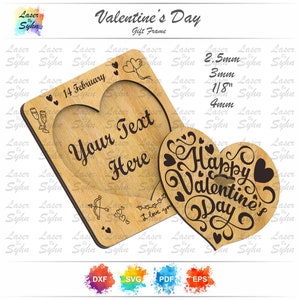 Laser Cut Wooden Valentine&#39;s Day Card with Love Quotes SVG, Valentine&#39;s Day Gift SVG, Valentine&#39;s Day Tags SVG Laser Cut File