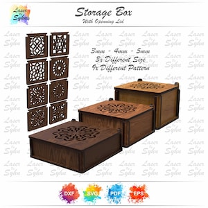 Laser Cut Decorative Wooden Box SVG, Birthday Gift Box , Wooden Gift Box EPS, Laser Cutting Box With Flip Up Lid, Wooden Storage Box