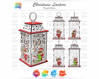 Christmas Lantern Laser Cut File – Santa Claus Tealight Holder
