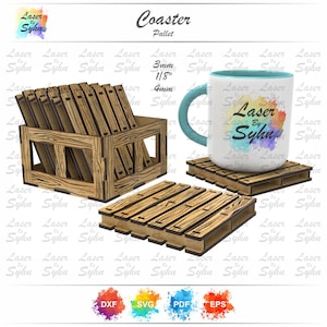 Lasergesneden boxed pallet Coaster SVG, vectorbestanden voor hout lasersnijden, Gloweforge gesneden bestand, lasergesneden bestand, digitale download