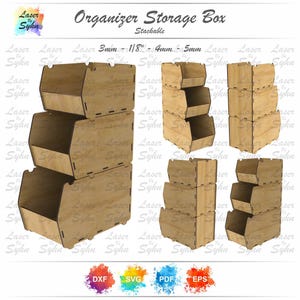 Laser Cut Desktop Organizer SVG, Tool Organizer SVG, Organizer or Stackable Storage Boxes in Multiple Sizes, Laser Cut File SVG