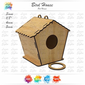 Casa para pájaros cortada con láser SVG, hazlo por el bien y crea un lugar adecuado, casa para mascotas cortada con láser SVG, hábitat para pájaros en la naturaleza, archivos cortados con láser