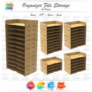 Laser geschnitten A4 Papier Organizer SVG, Dateiablage Organizer SVG, Office Desktop Schreibwaren Rack, Desktop File Organizer, Laser Cut-Datei