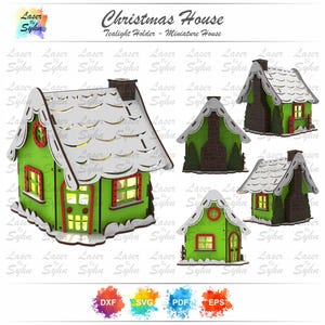 Casetta di Natale in miniatura tagliata al laser, perfetto ornamento natalizio, decorazioni natalizie tagliate al laser, graziosa casetta in miniatura, perfetto ornamento natalizio