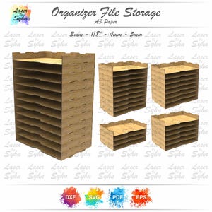 Laser geschnitten A3 stapelbarer Papierständer SVG, stapelbarer Papierhalter, Desktop File Organizer, Gloweforge-Datei, Laser Cut-Datei