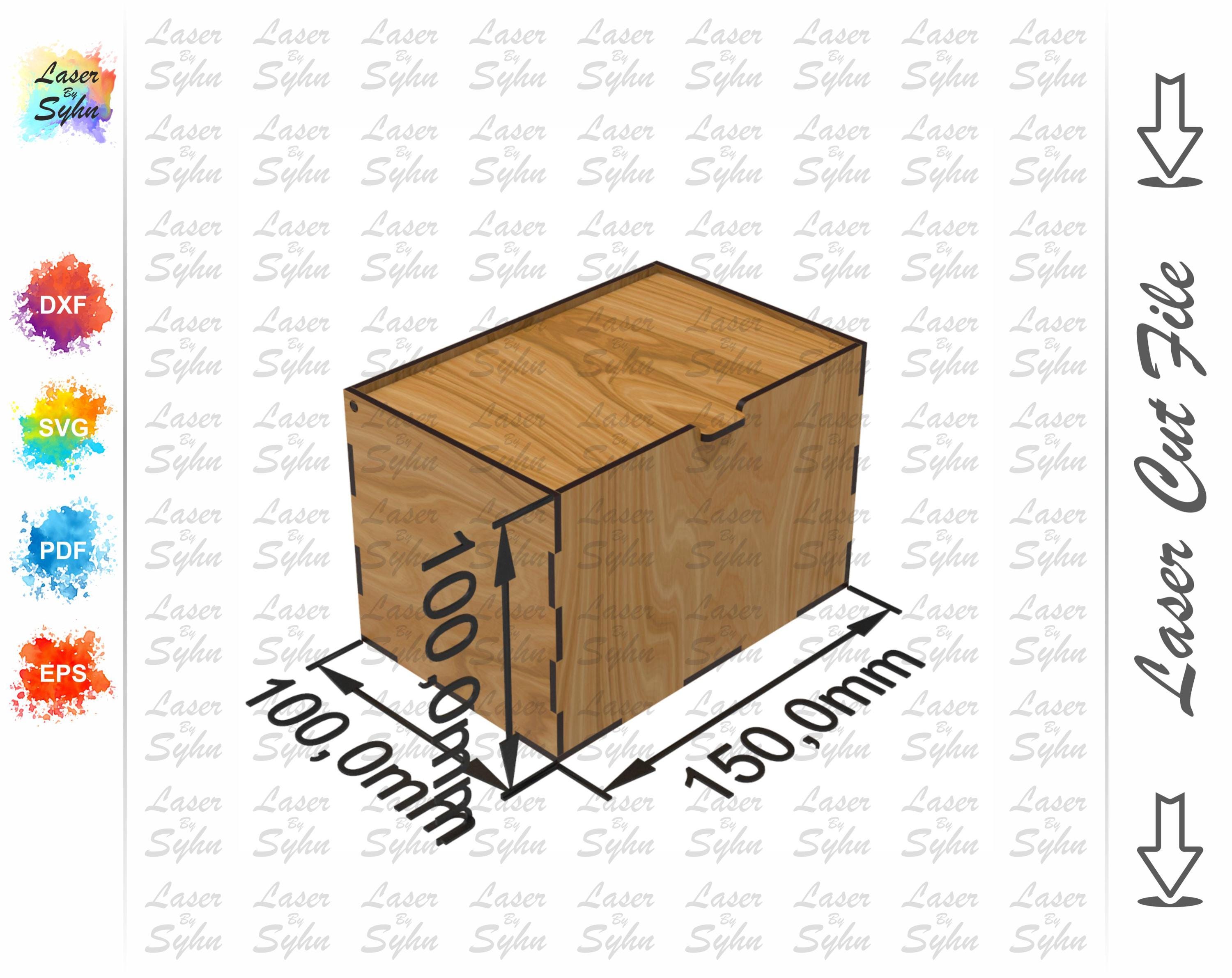 Laser Cut Hinged Lid Box SVG – 6 Sizes Wooden Gift Box Template Digital ...