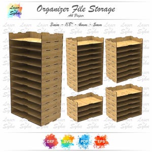Laser geschnitten A4 Stapelbarer Papierständer SVG, Stapelbarer Papierhalter, Desktop File Organizer, Gloweforge-Datei, Laser Cut-Datei