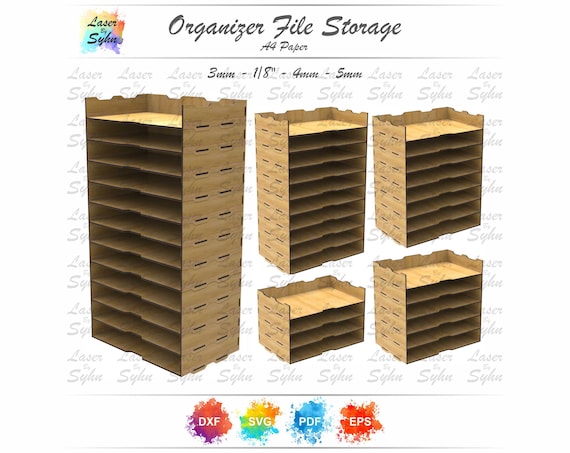 A4 Paper Organizer Laser Cut File – Stackable Desktop File Holder