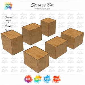 Laser Cut Large Hinged Lid Box SVG – 6 Sizes Wooden Gift Box Template Digital File