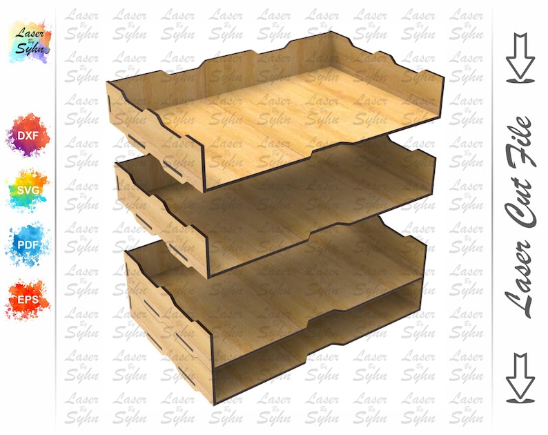 May include: A three-tiered wooden desktop organizer with a natural wood finish. The organizer has a simple design with rounded edges and is perfect for organizing papers, files, and other office supplies.
