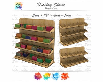 Laser Cut Demountable Display Stand SVG, Magnet Display Stand SVG, Retail Product Display Stand, Product Display Stand Wooden,Laser Cut File