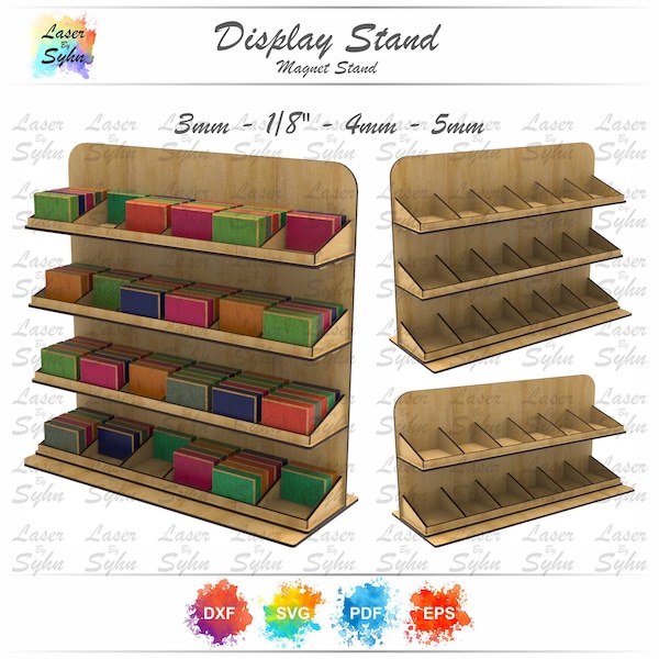 Laser Cut Demountable Display Stand SVG, Magnet Display Stand SVG, Retail Product Display Stand, Product Display Stand Wooden,Laser Cut File